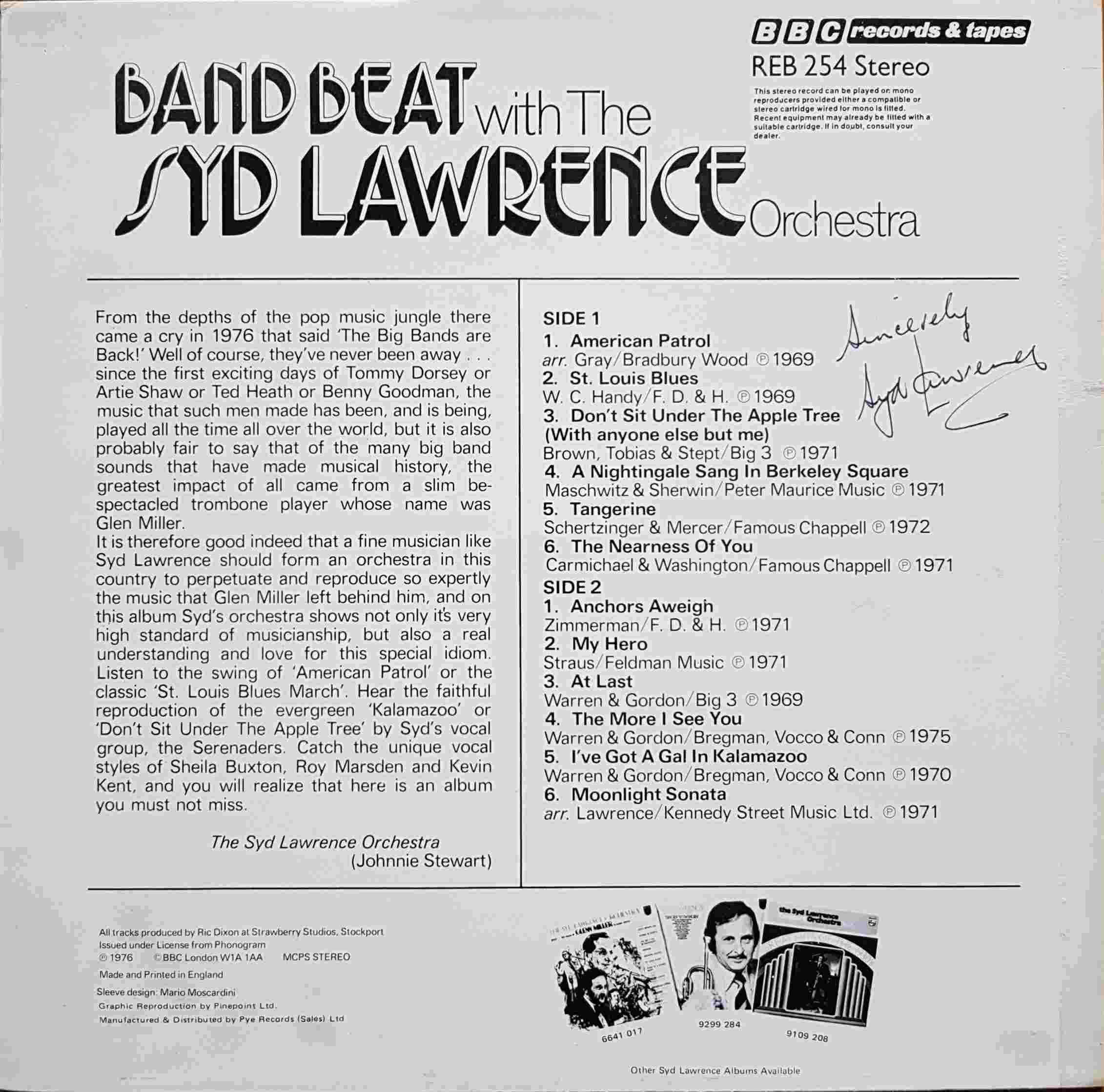 Picture of REB 254 Band beat by artist Syd Lawrence  from the BBC records and Tapes library
